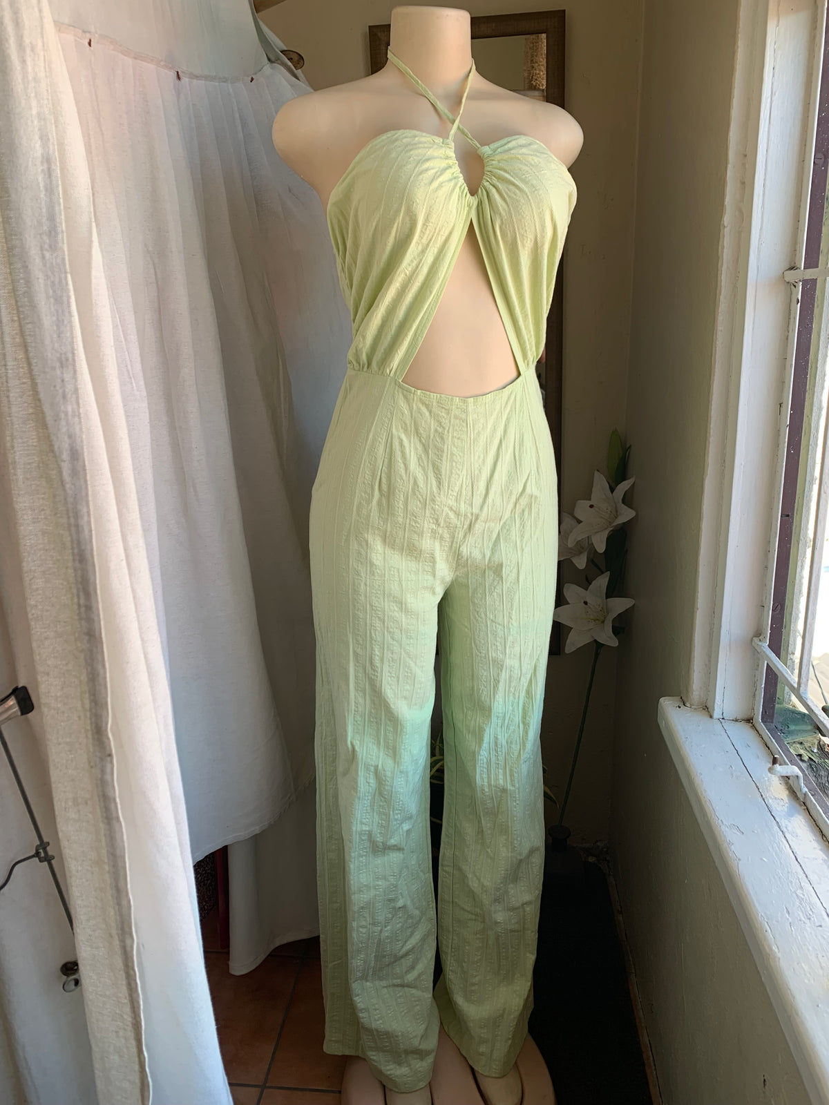 Cotton Mint green jumpsuit ~~~ s ,,,
