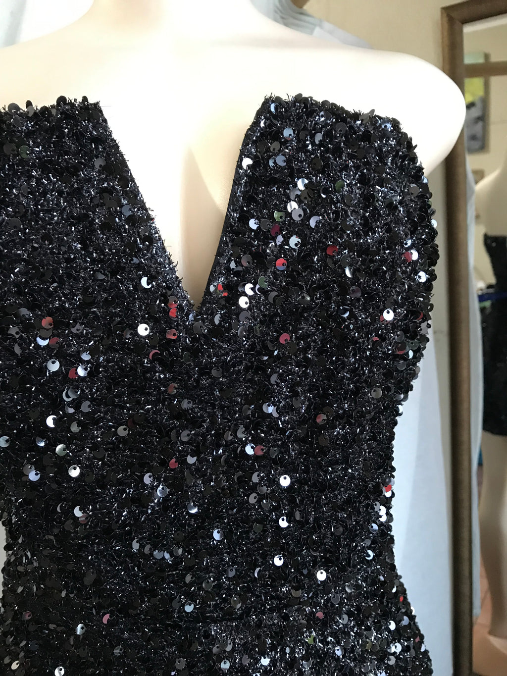 black sequin occasion romper v wire stretch  ~~~ L