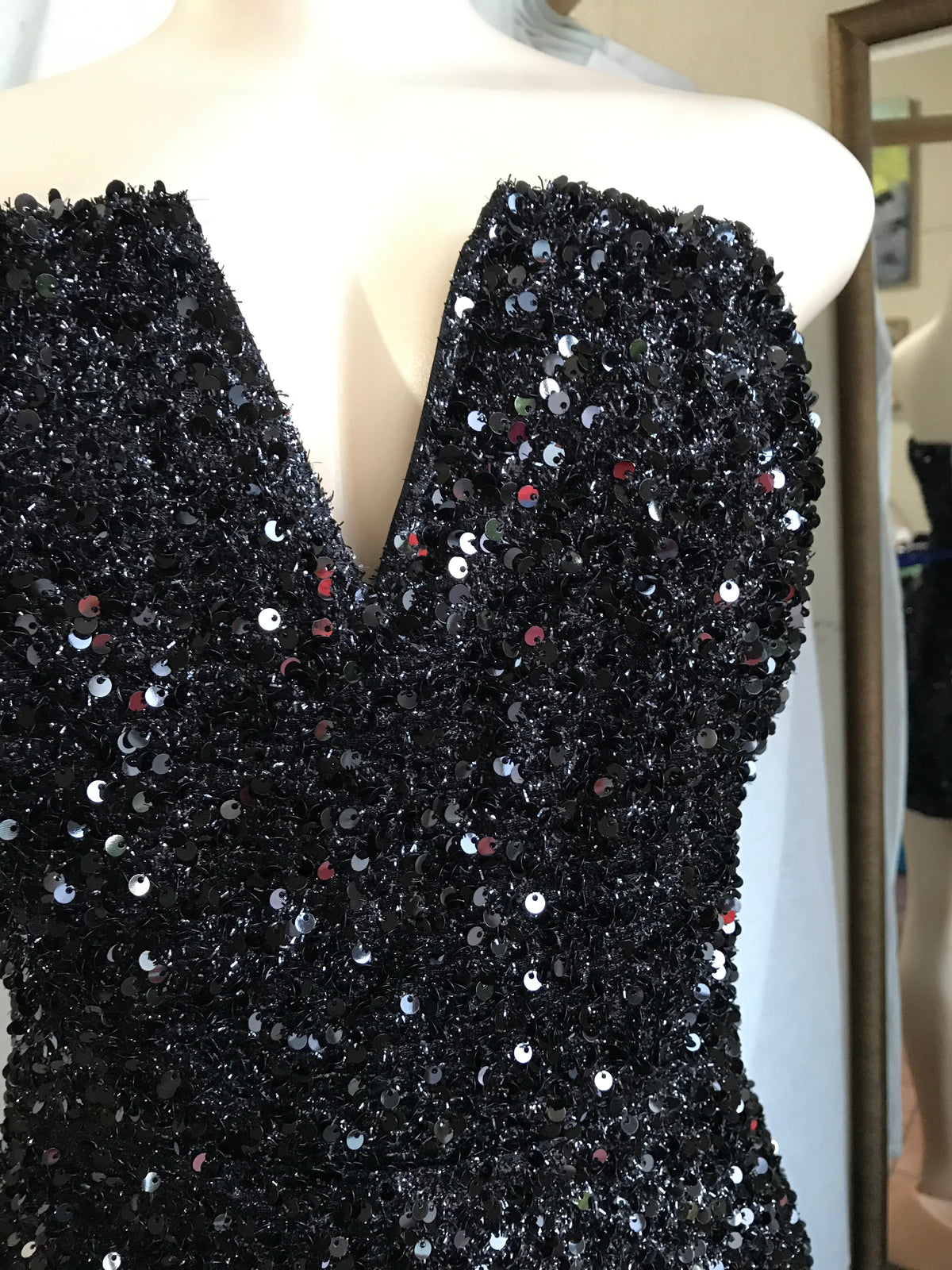 black sequin occasion romper v wire stretch  ~~~ L