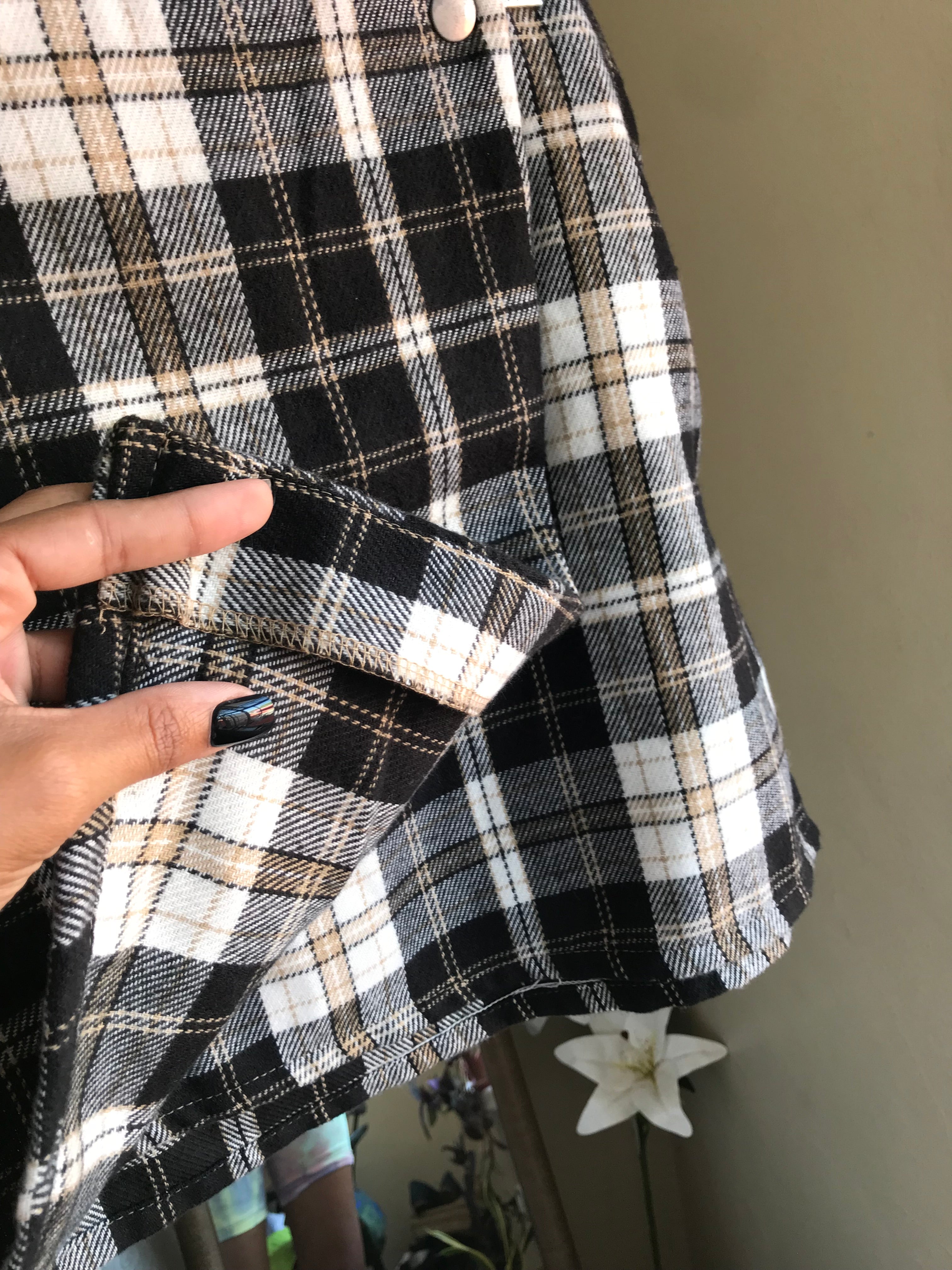 値下げ中❤️プルドゥ チェック柄　ダブルコート　ヴィンテージ　1990年代 Classic B&W 90s Retro style plaid wrap skirt. M – Thrift