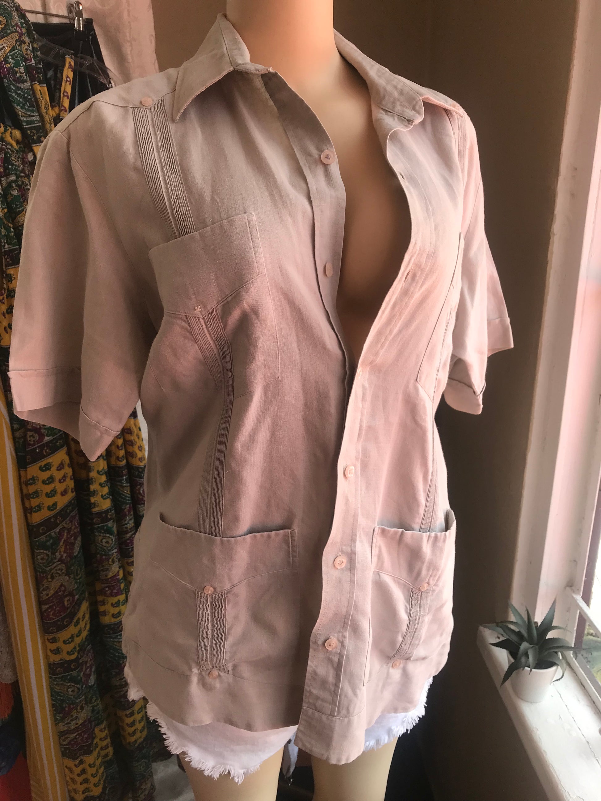 Men's Sand Linen bush jacket shirt . M