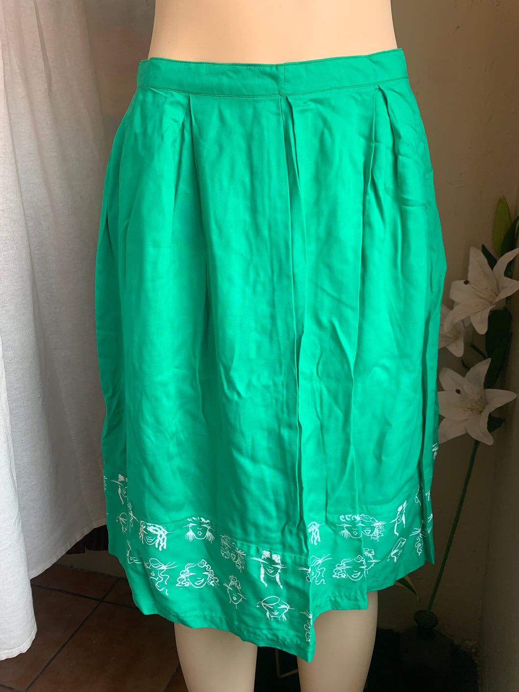 Teal Jamaican made printed A-line skirt s