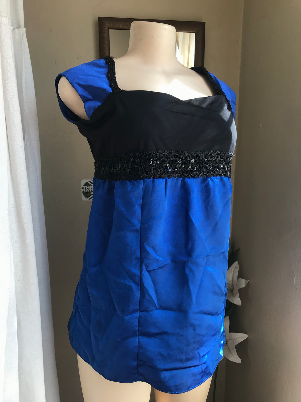 blue silky semi formal blouse … L