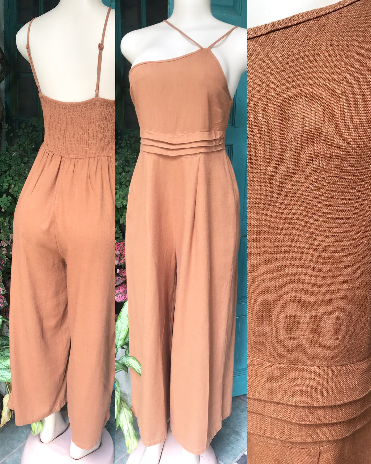 rust asymmetrical jumpsuit ~~~ m (small medium) semi organic