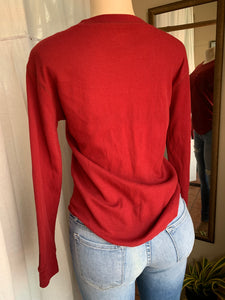 Deep red textured cotton long sleeve shirt … s