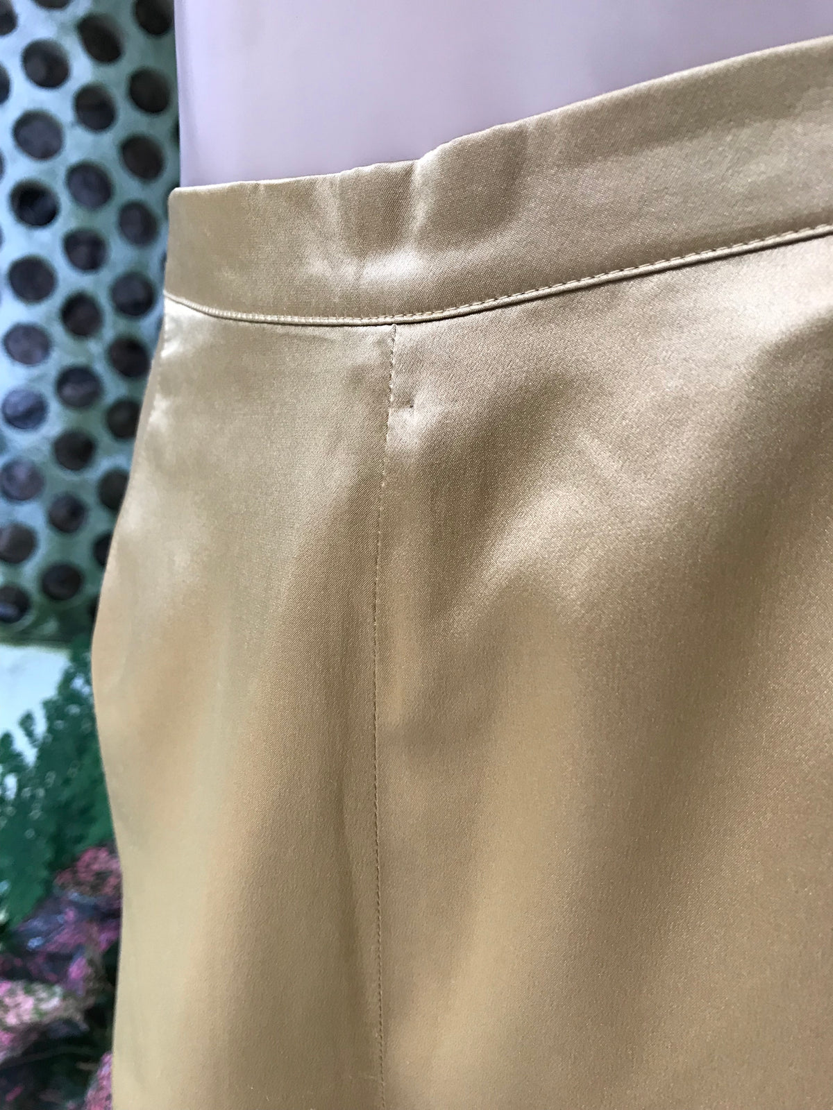 vintage 100% silk liquid gold waist pants size 12/M