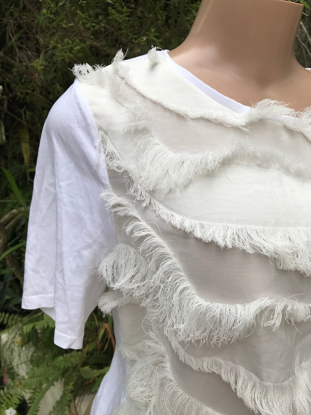 river island white 100% cotton fringe top ... Large ,,,