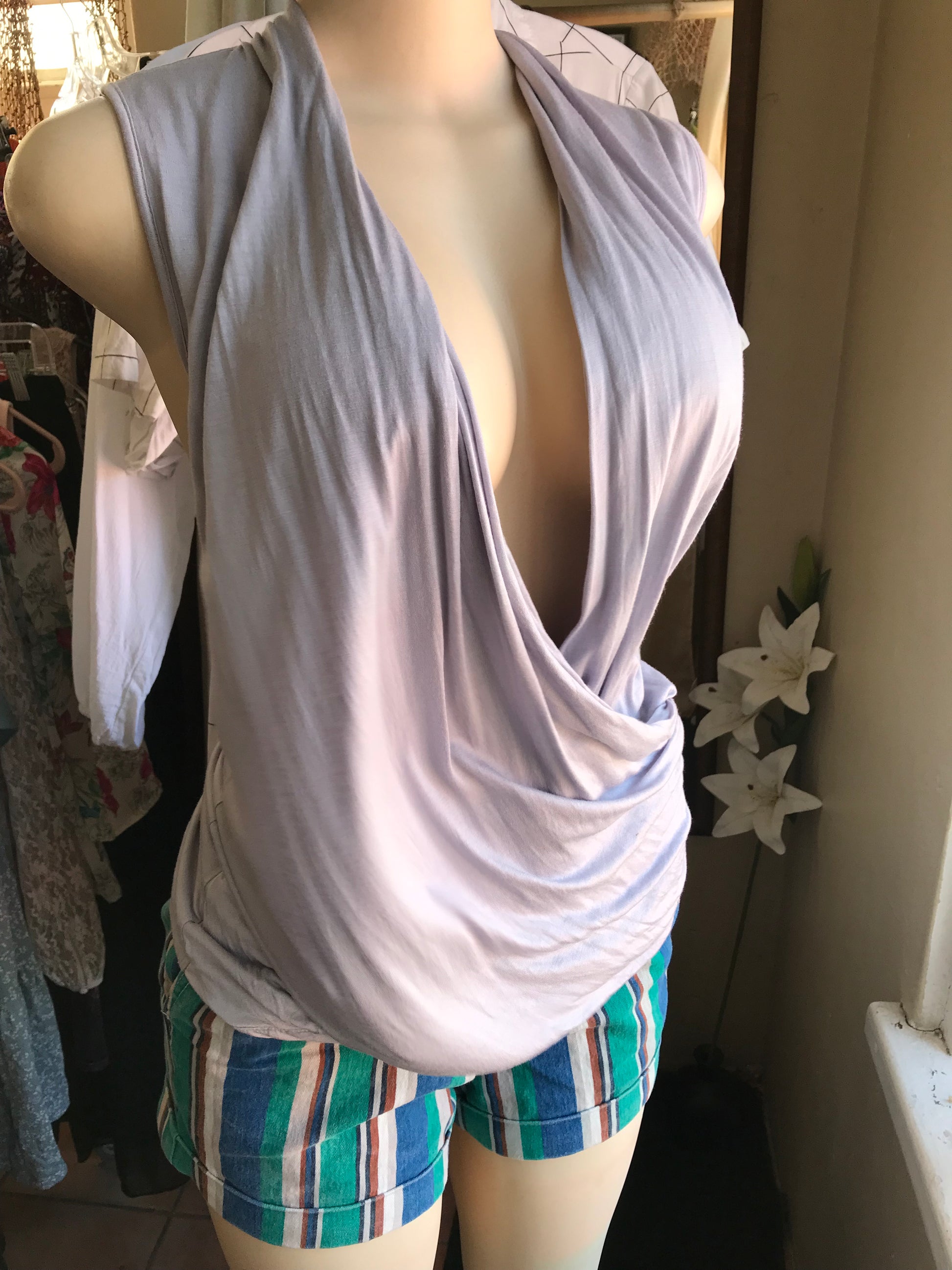 Banana republic grey cowl neck top m