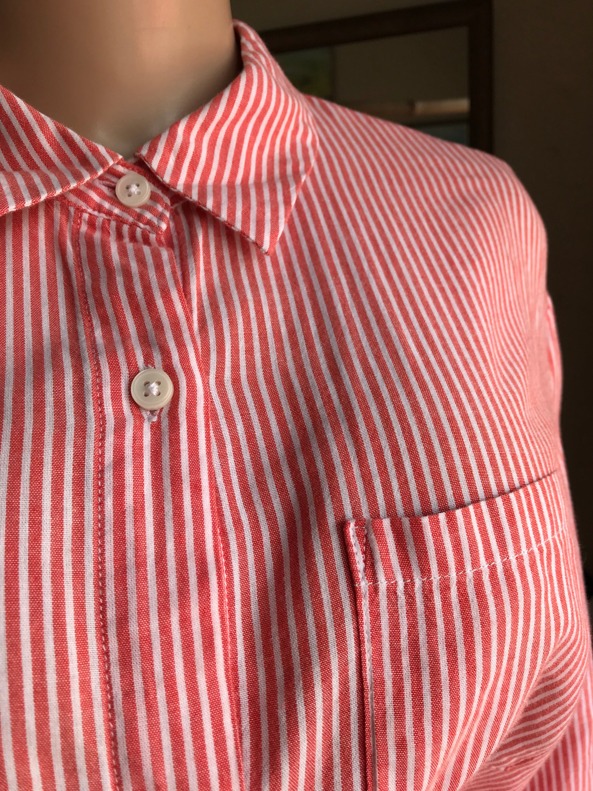 organic red striped shirt