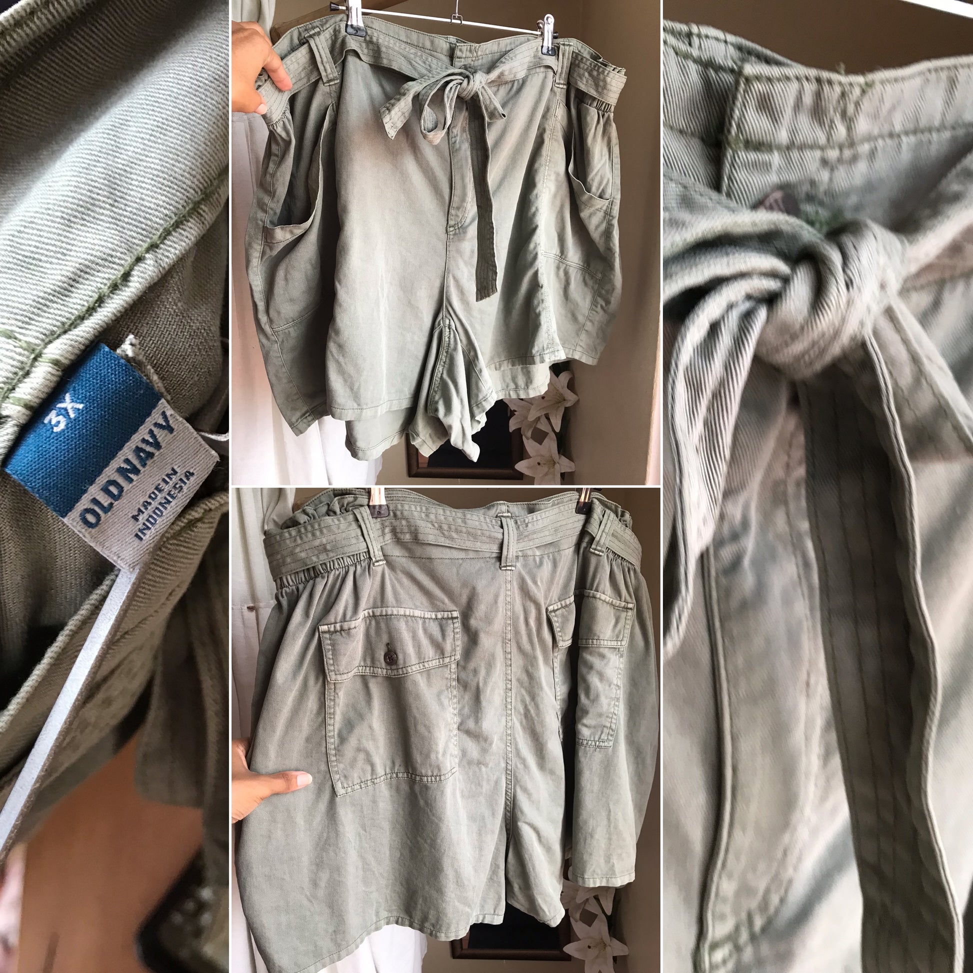 old navy army green shorts tied /xl : 3x
