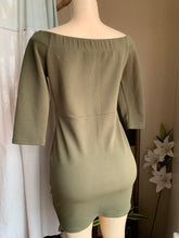 Load image into Gallery viewer, Olive Off the shoulder 3/4 sleeve cocktail dress L
