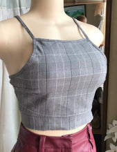 Load image into Gallery viewer, grey f nova houndstooth crop top... s
