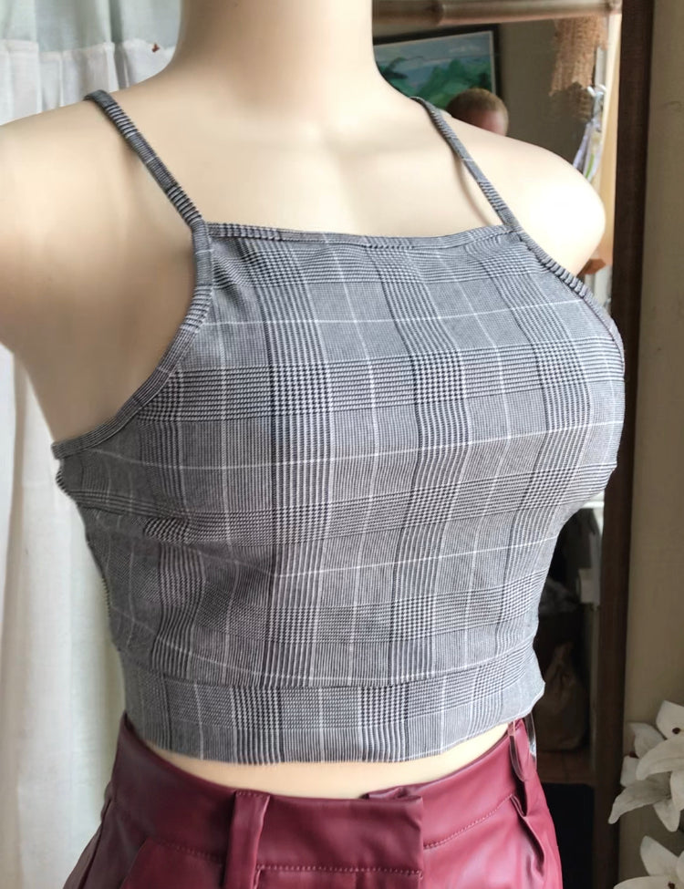 grey f nova houndstooth crop top... s