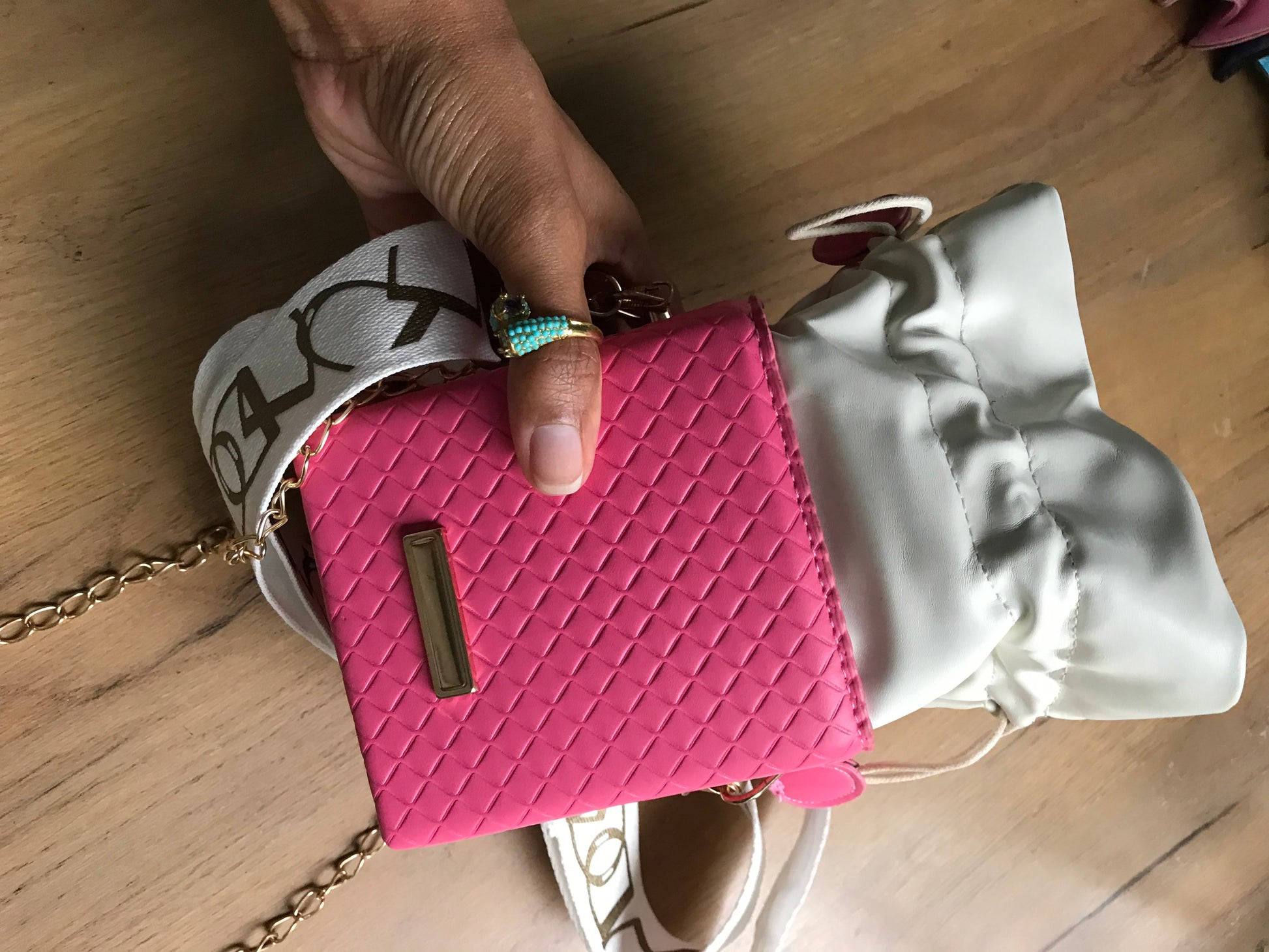 pink square crossbody fashion bag *** new