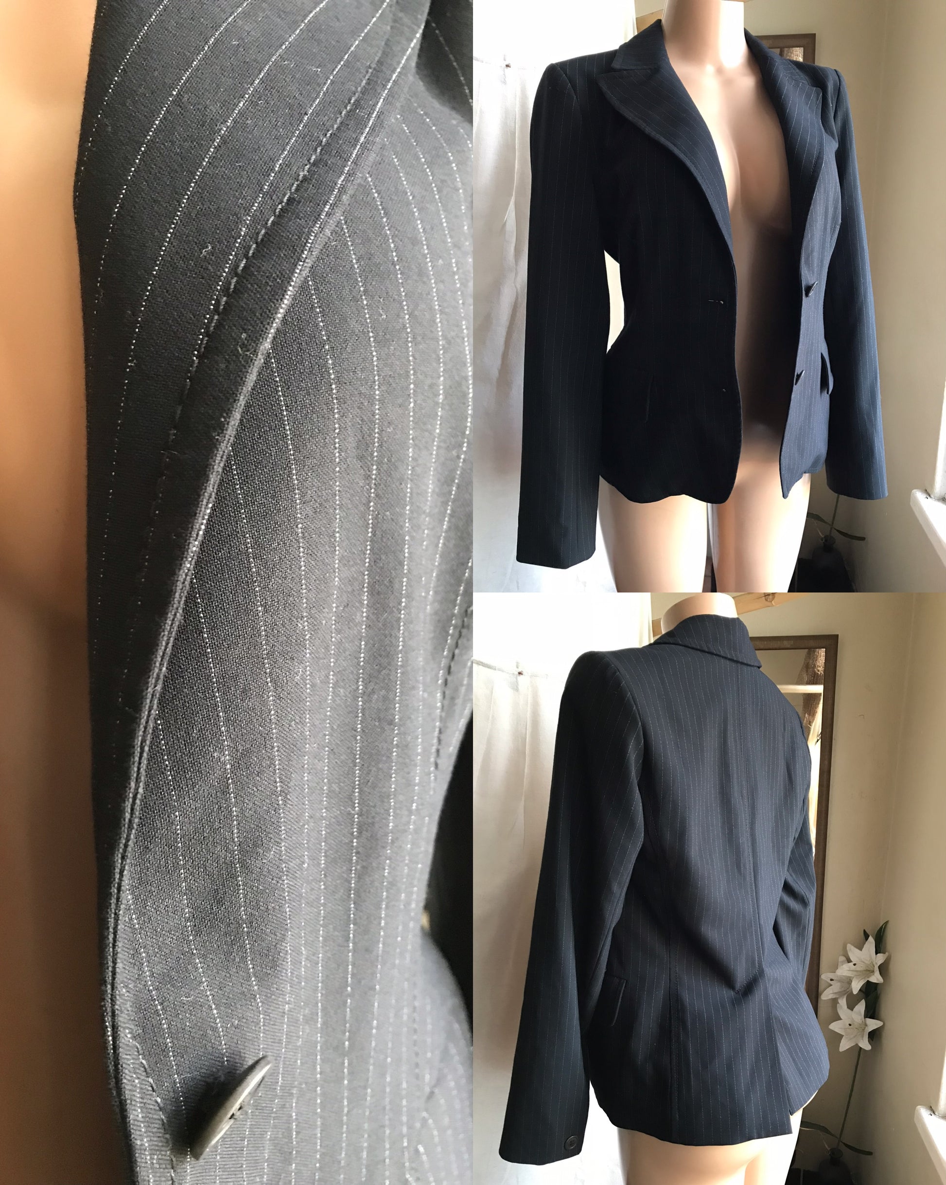 black pinstripe blazer professional >>> S to M