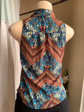 Load image into Gallery viewer, Tribal print sleeveless button down blouse … slll
