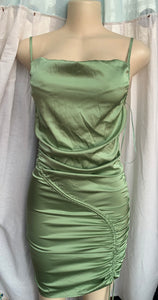 Sage Satin Spaghetti mini dress /s