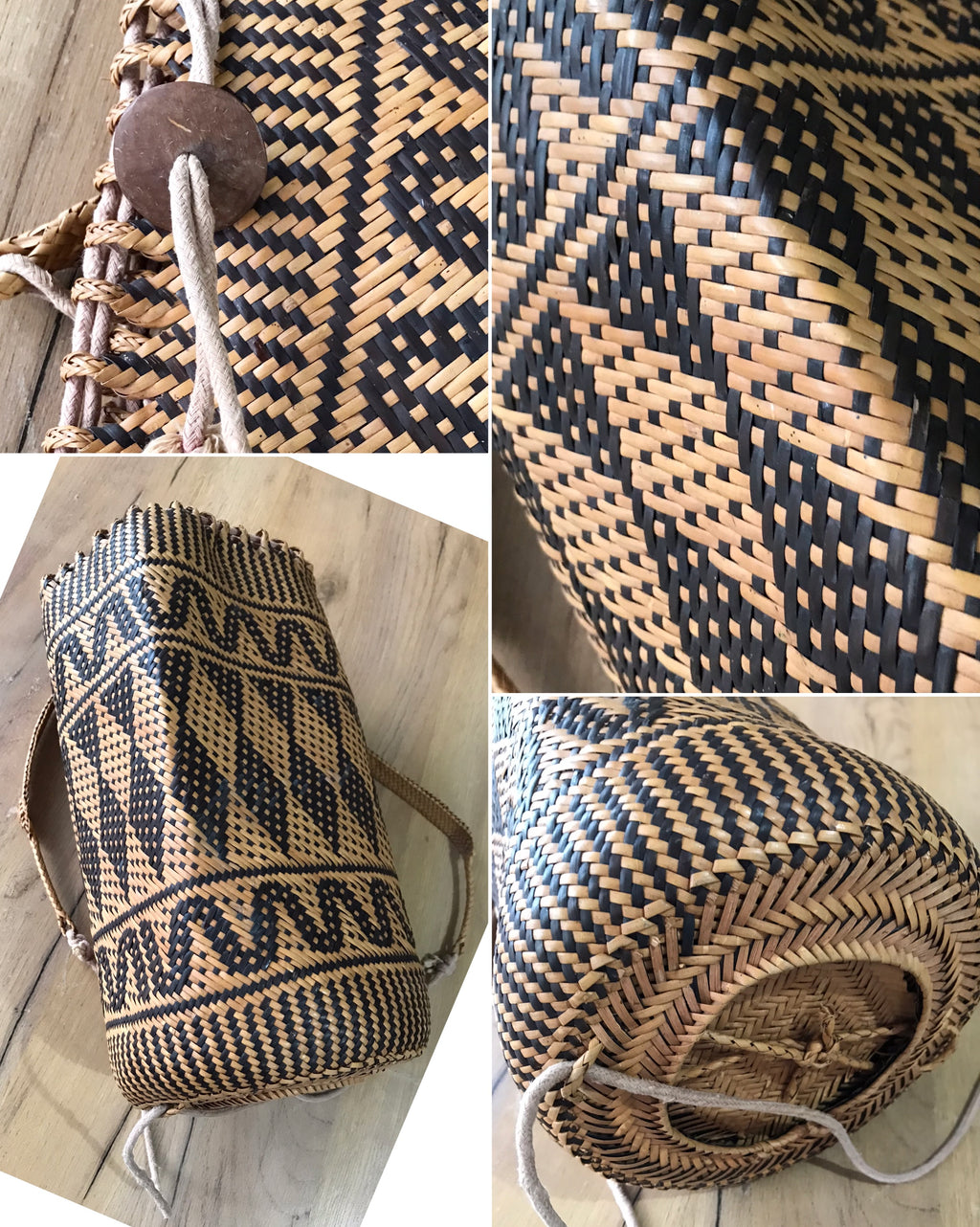 vintage woven bagpack bag brown ***