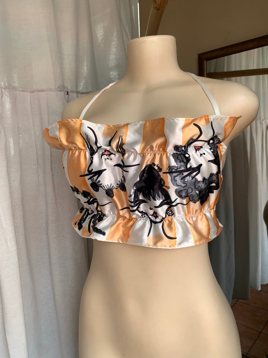 Jamaican made face print tube crop top … Size free/ adjustable