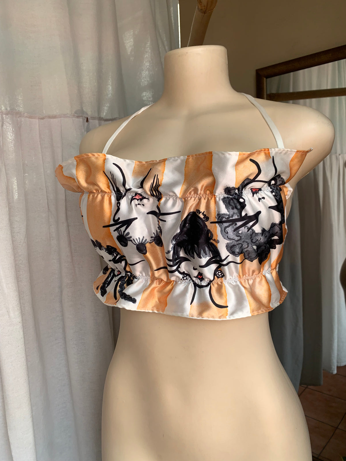 Jamaican made face print tube crop top … Size free/ adjustable