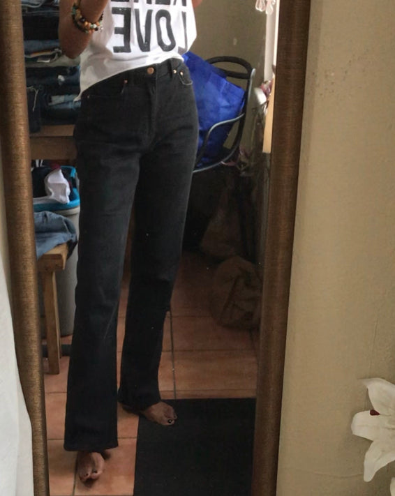 Boot cut high waist jeans black ::: m