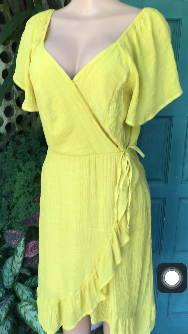 Mustard yellow wrap dress M