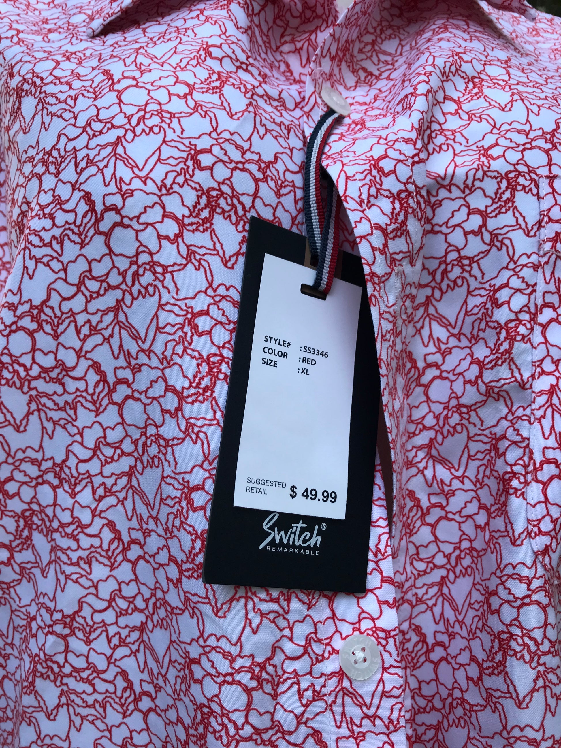 Mens red floral print shirt new... XL