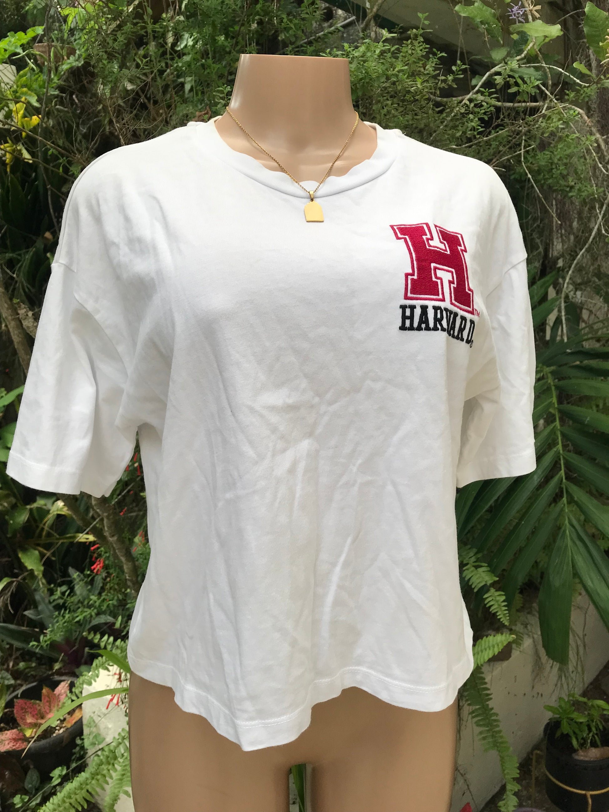 Harvard Graphic White Cotton Tee ,,, Wide Cut ;;; XS to L ...