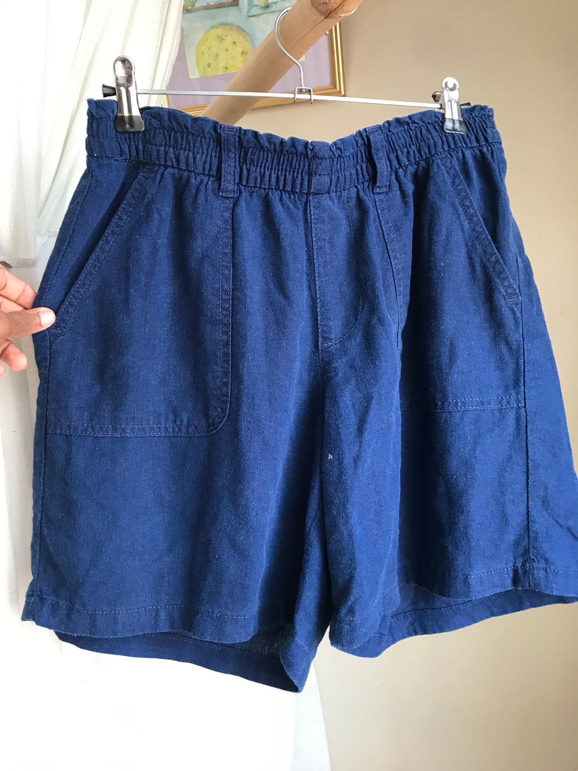 vintage navy linen blend shorts . s