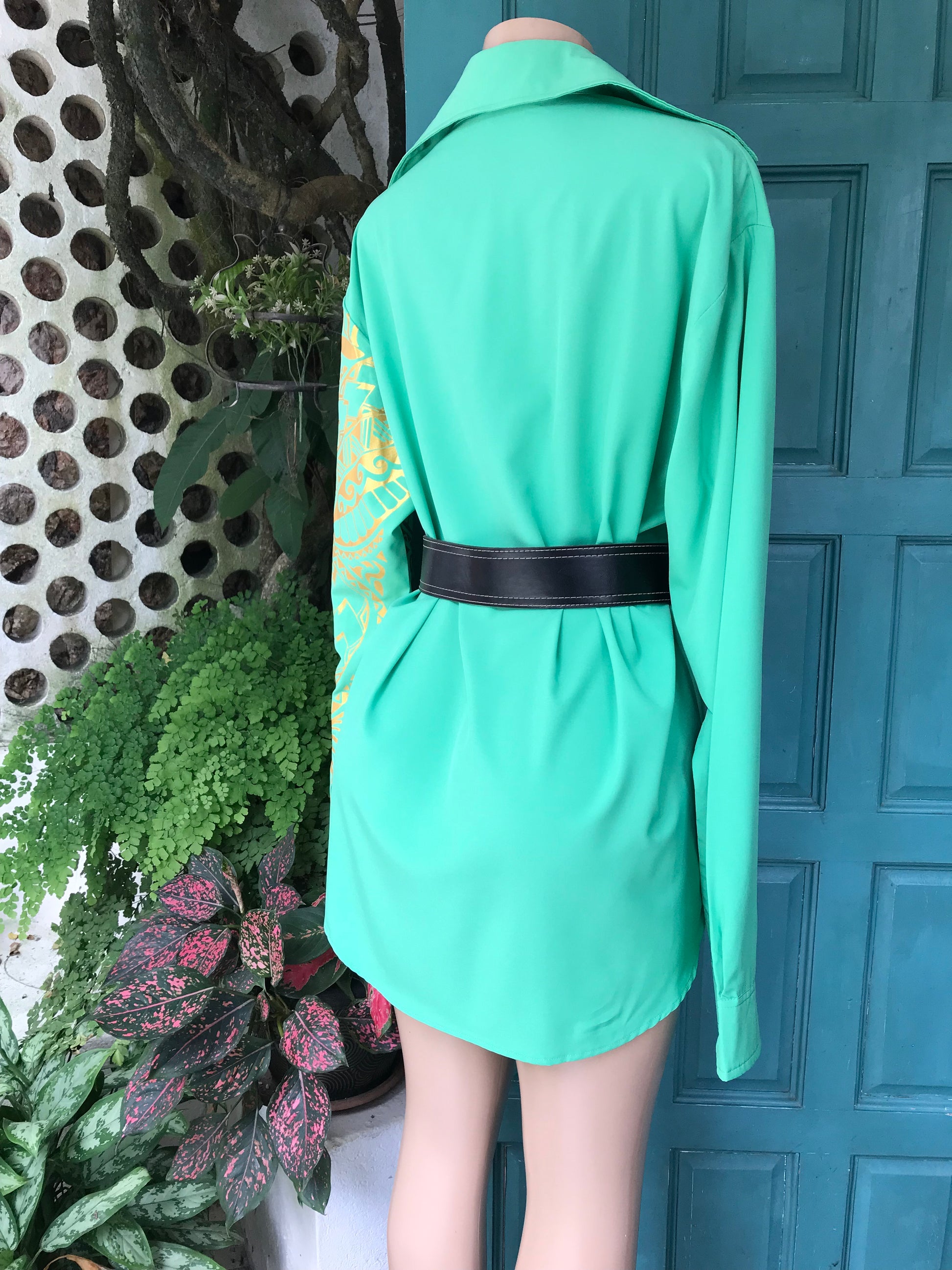 Mens green & gold fancy shirt .../xl :lll