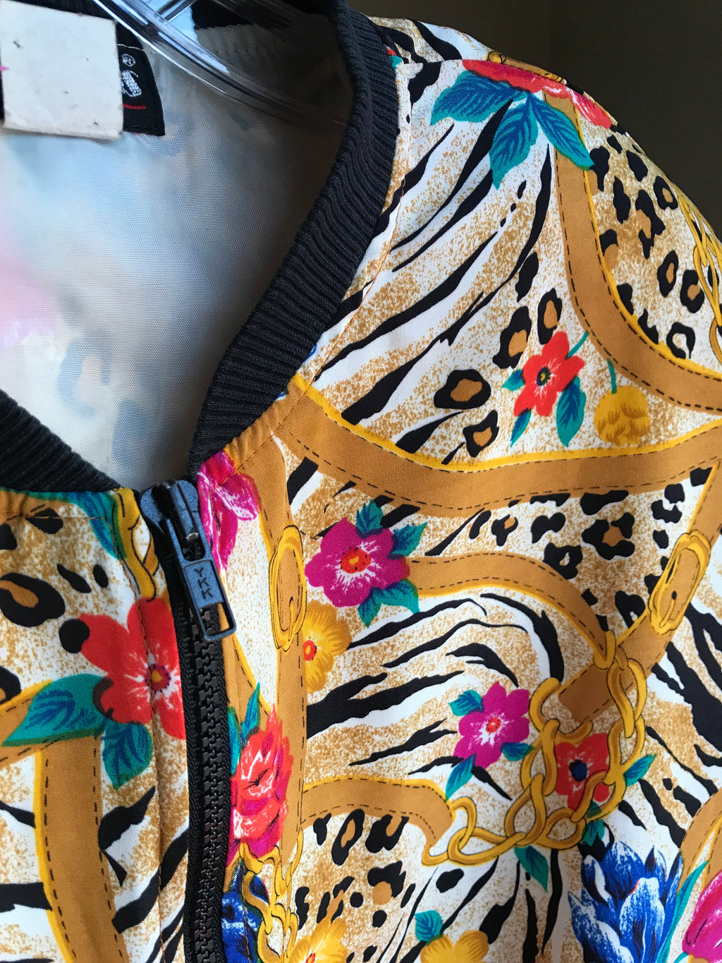 vintage animal mix print bomber jacket >>> s to L ^^^