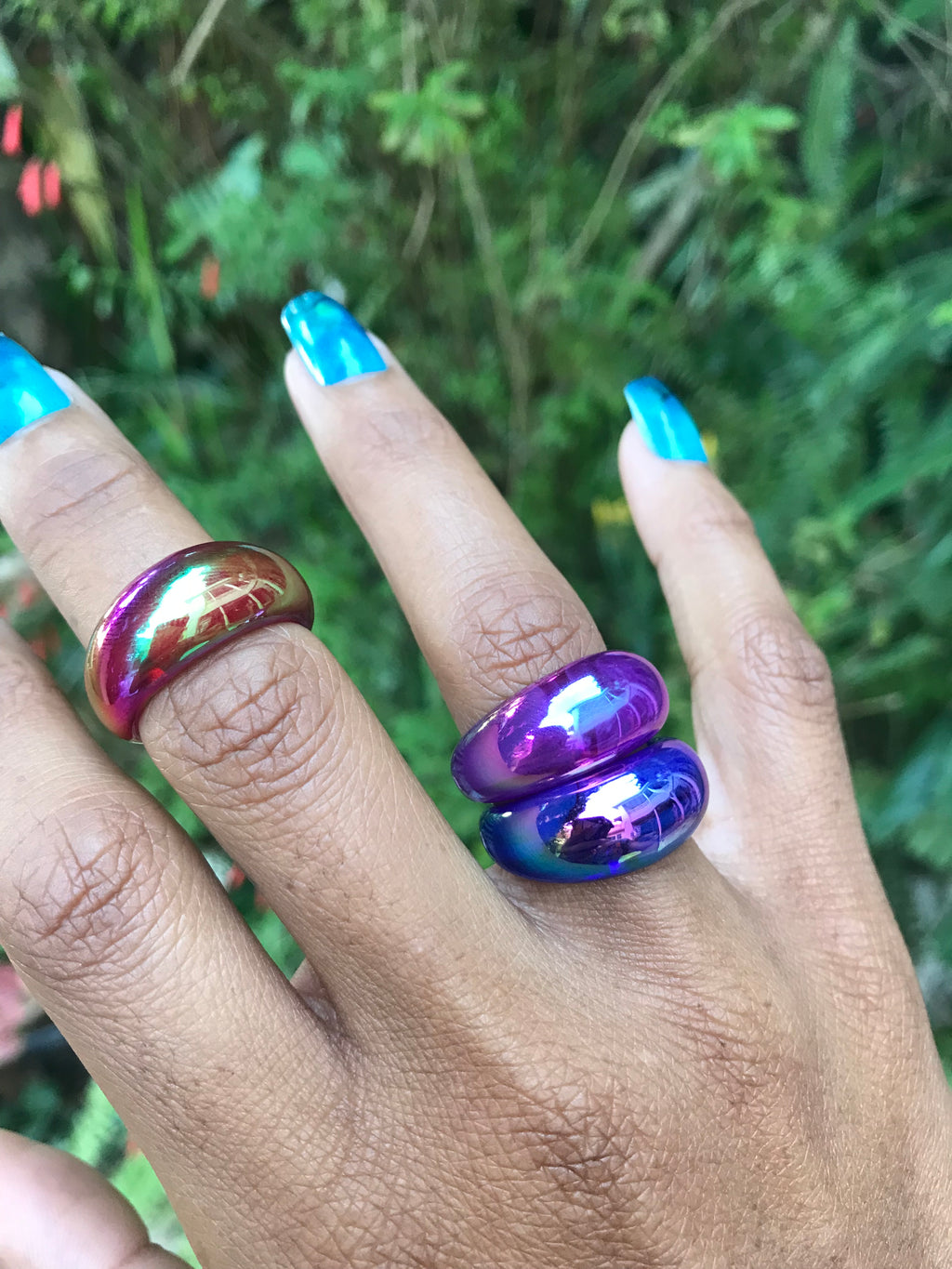 New Iridescent Bubble Colour Pop Rings *** acrylic