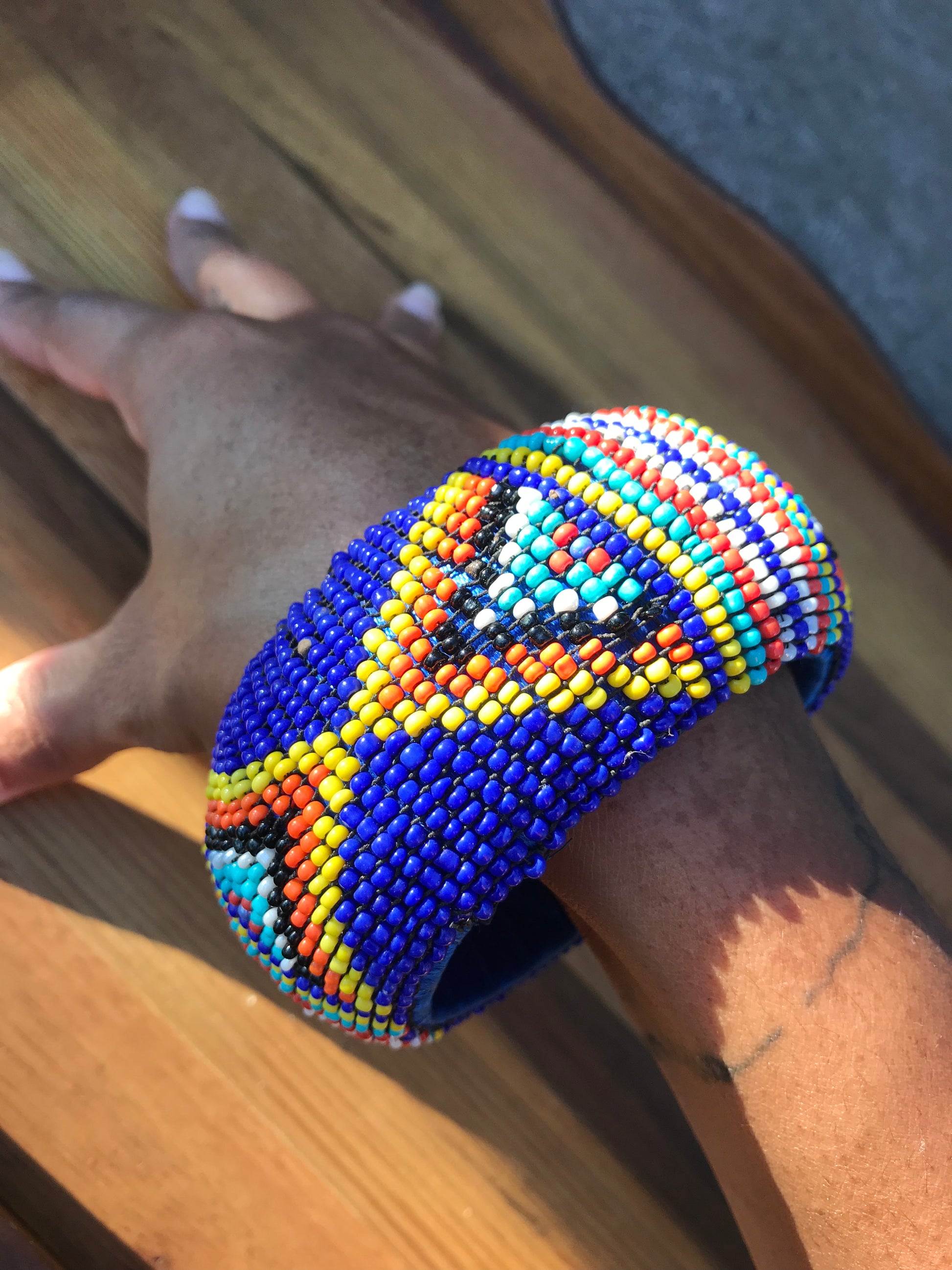 African beaded statement bangle