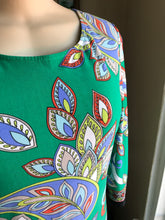 Load image into Gallery viewer, Stretchy green paisley print professional dress mid sleeve. Size 8 / M
