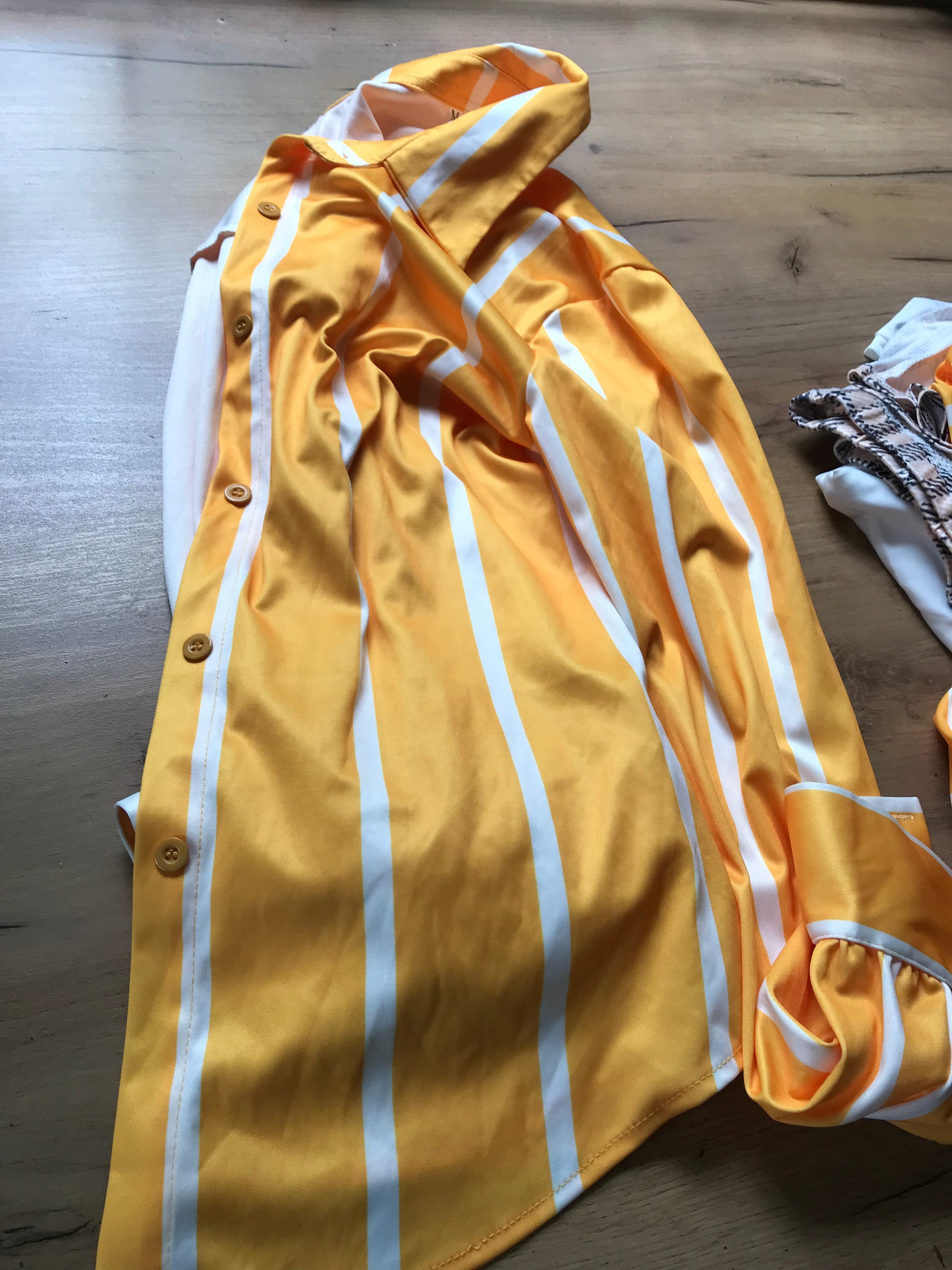 Yellow stripe pants set stretchy like new ::: Large