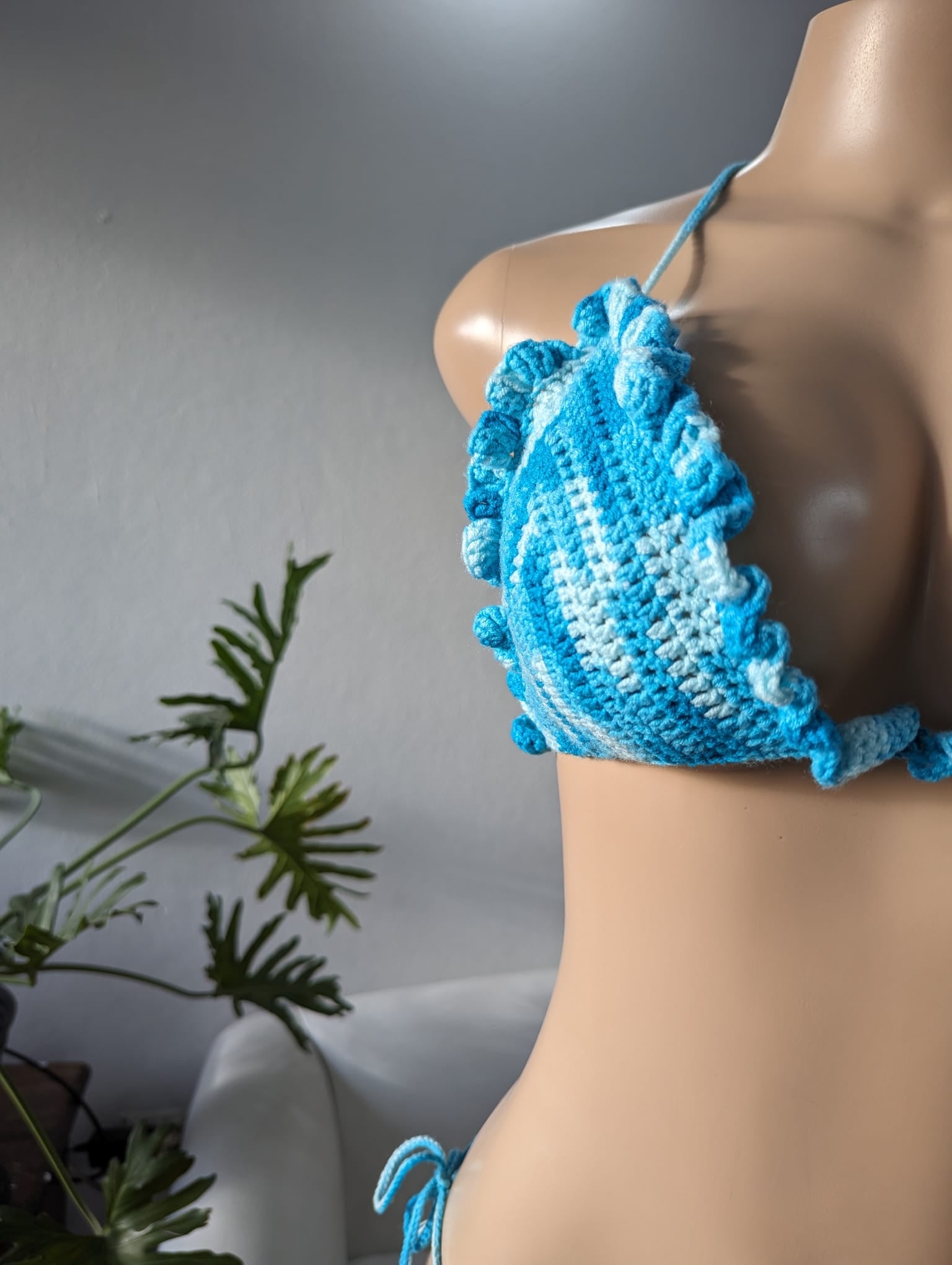 Like New sky blue crochet bikini • One Size