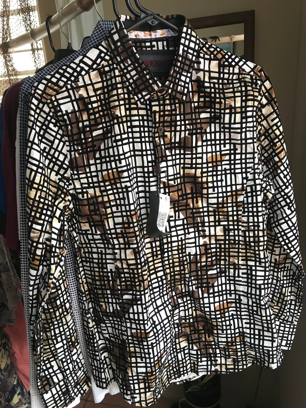 Men's new tag velvet detail print shirt s