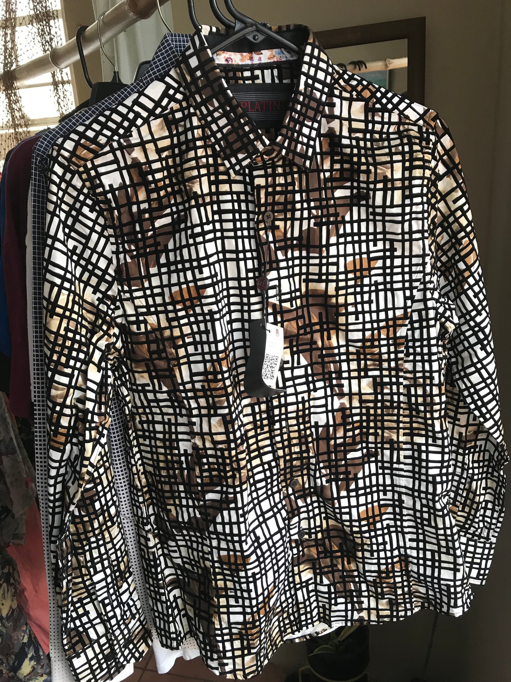 Men's new tag velvet detail print shirt s