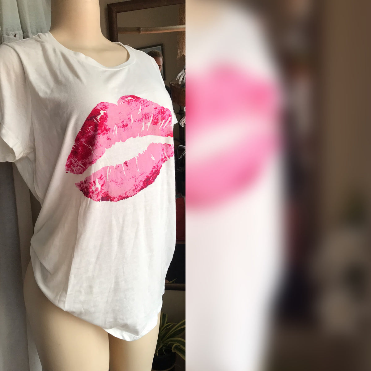 New White Graphic Tee Kiss Lips ;;; M ...