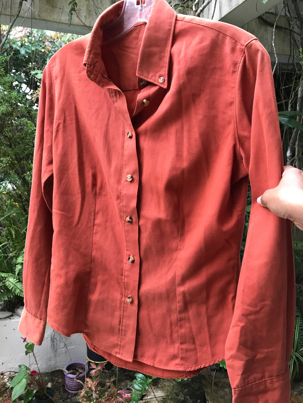 Rust Organic Button Shirt ... S ,,,