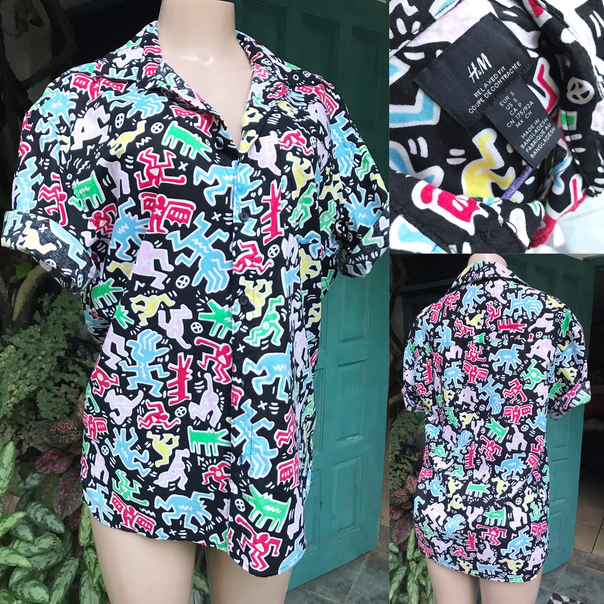black vintage man print mens shirt bold