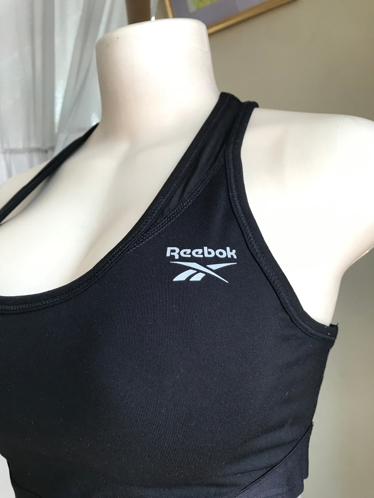 black reebok exercise crop top... m
