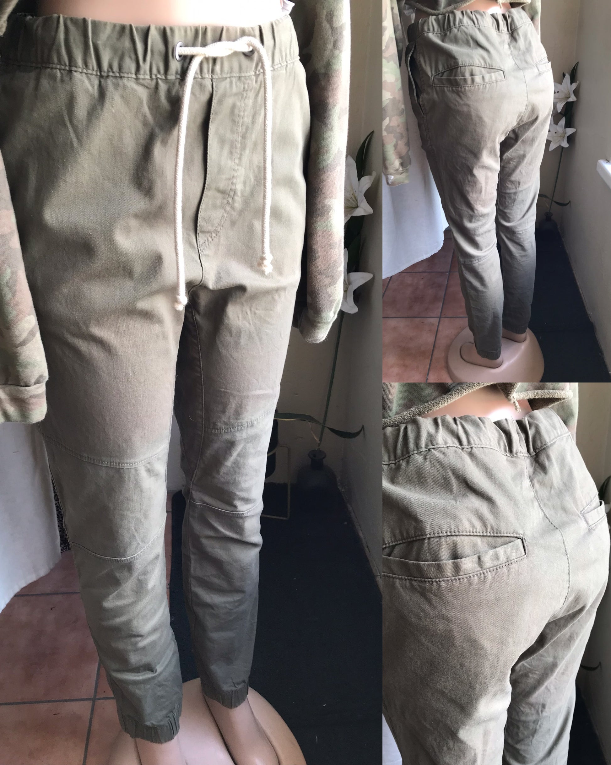 army green jogger jean pants ::: S/M