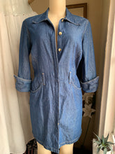 Load image into Gallery viewer, Thick denim navy blue shirt dress size 9/10 or M
