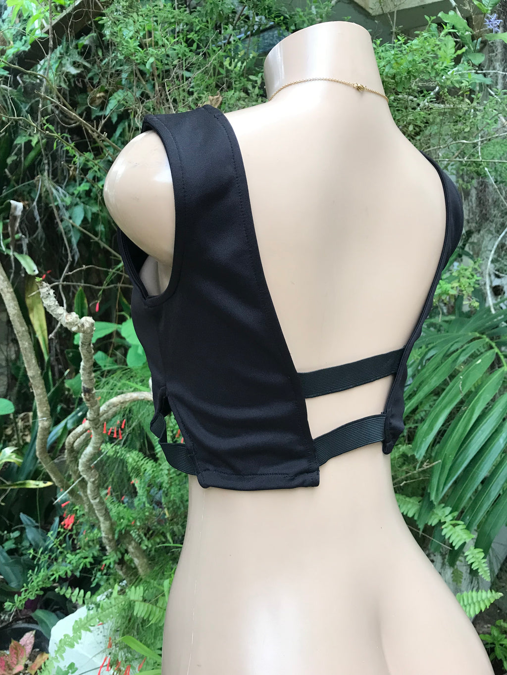 Black Peekaboo Crop Top Elastic Detail ... M/Large