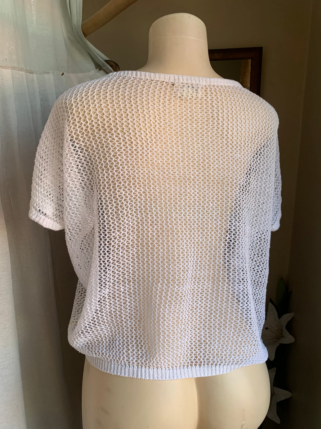 Crotchet Cotten mesh white top / coverup … fits up to /xl