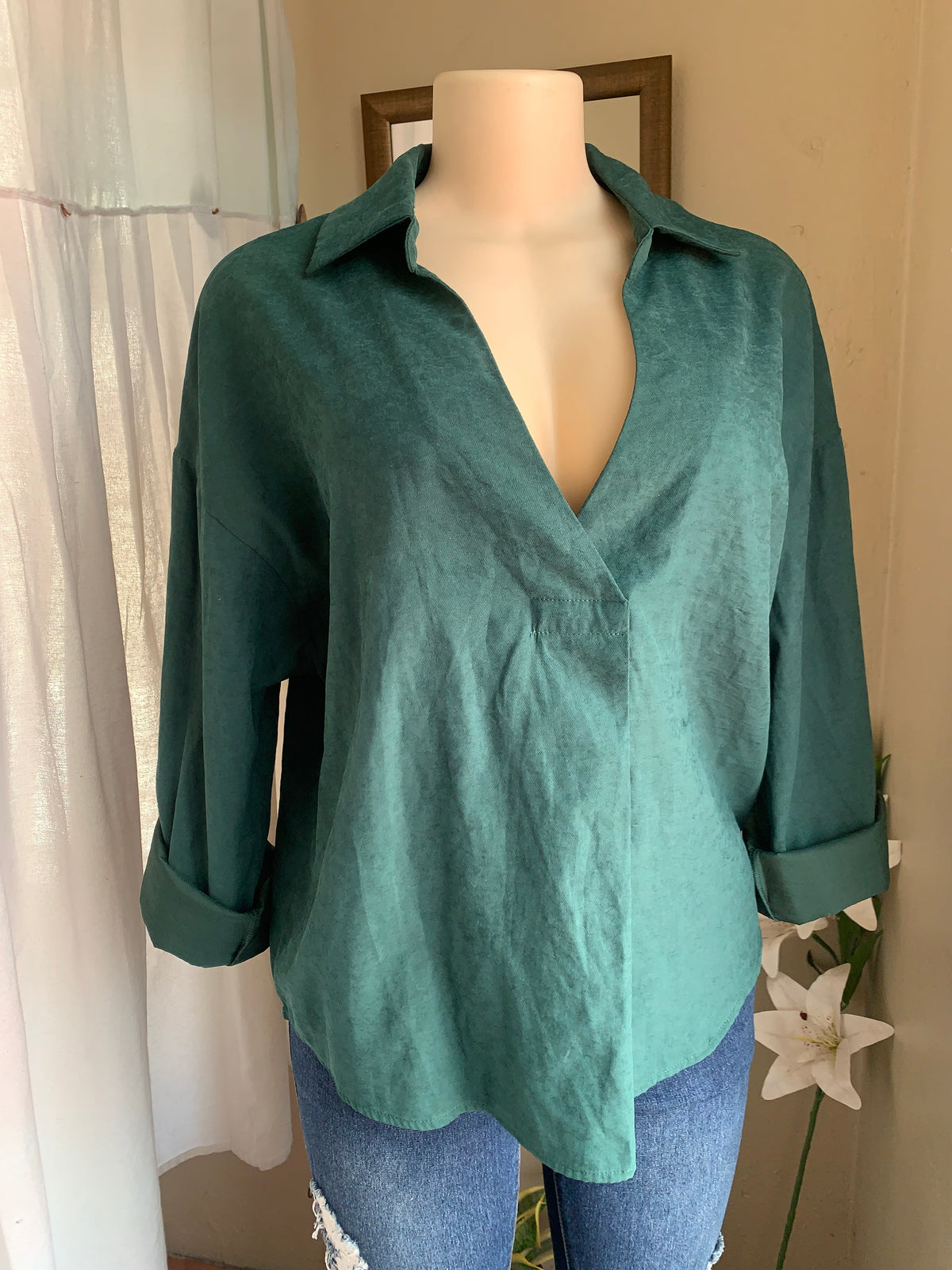 Suede green top