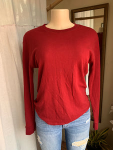 Deep red textured cotton long sleeve shirt … s