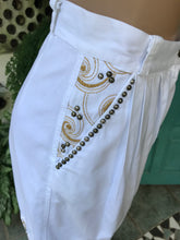 Load image into Gallery viewer, Vintage white balloon shorts embroidery stud detail ^^^ s / w27
