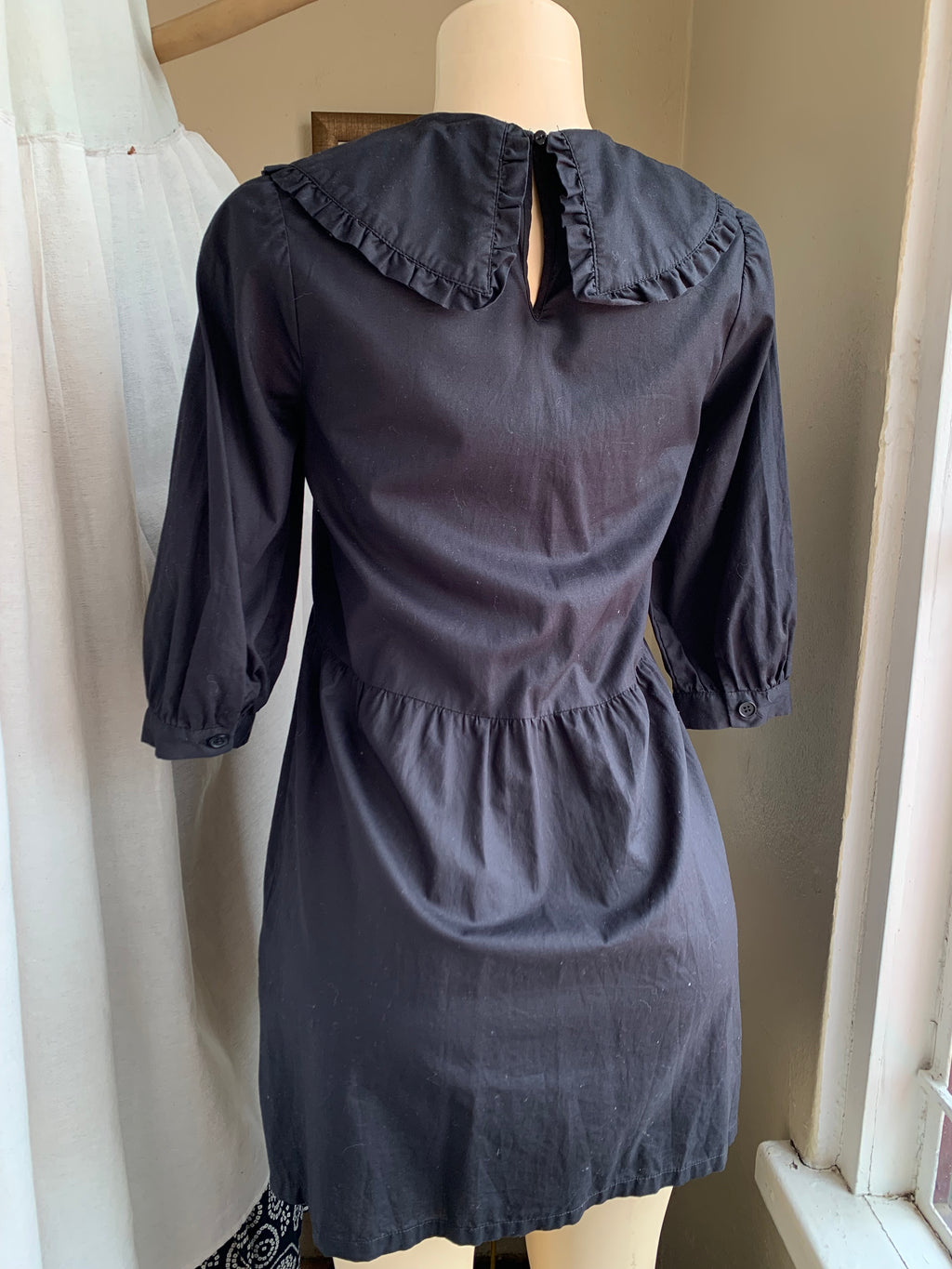 Cotton ruffle collared dress ,,, s